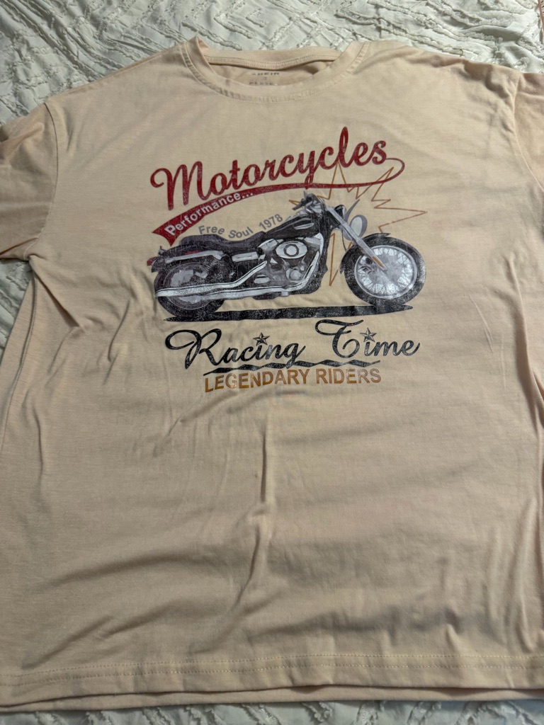 Oversize Fit Shein Beige Men’s Motorcycle Graphic Tee